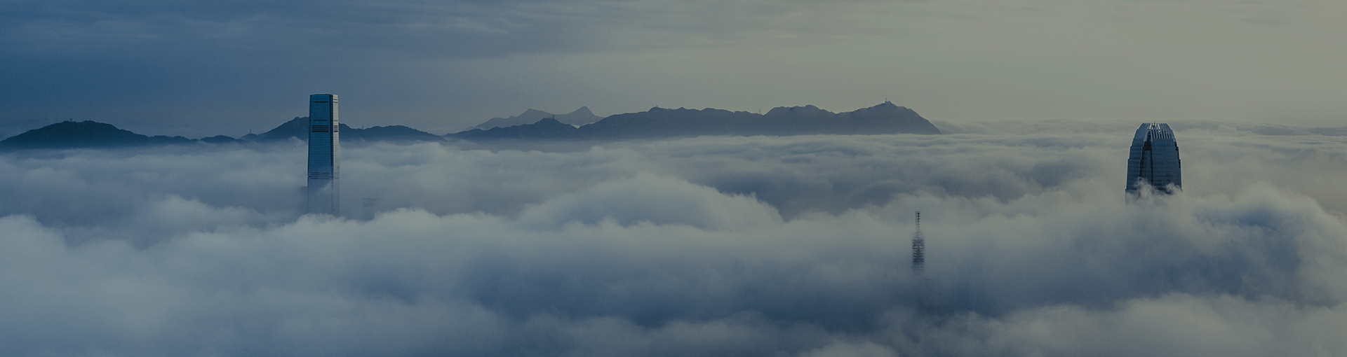 Hybrid cloud, clouds above bridge towers